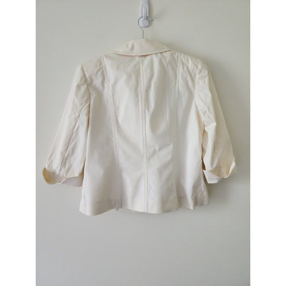 Doncaster Womens 3/4 Sleeve Blazer Jacket Ivory Cotton-Blend Unlined Size 6 - Picture 3 of 8